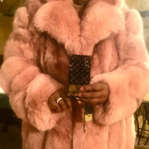 Pink Women Real Fox Fur coat (Knee length) 16/18 - Picture 5 of 5